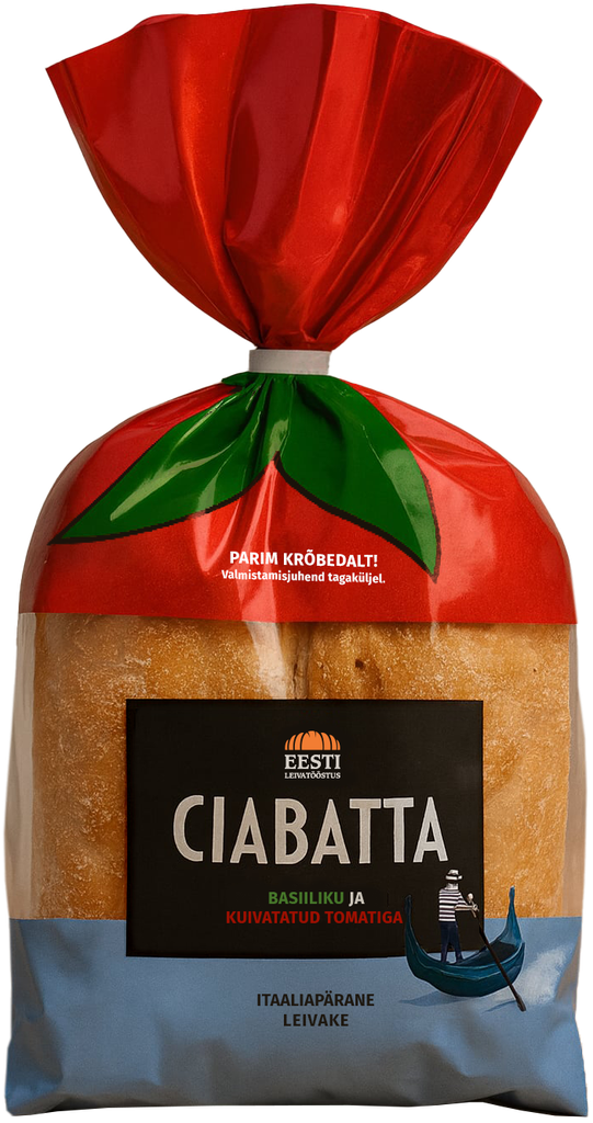 CIABATTA BASIILIKU JA KUIV. TOMATIGA 2 x 100 g (200 g pakk)