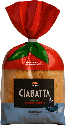 [4440835] CIABATTA BASIILIKU JA KUIV. TOMATIGA 2 tk pakis (200 g pakk)